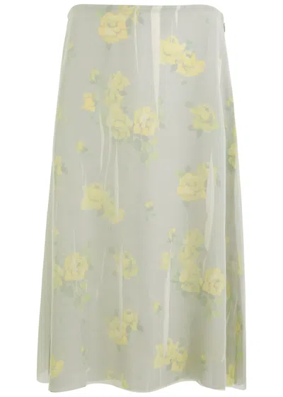 Acne Studios Printed Chiffon Midi Skirt In Grey