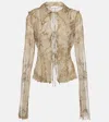 Acne Studios Ruffled Printed Cotton And Silk-blend Chiffon Blouse In Beige