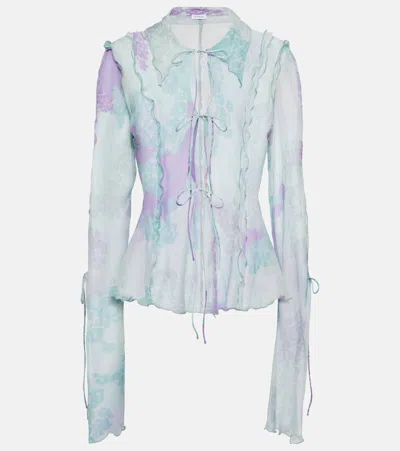 Acne Studios Printed Cotton And Silk Chiffon Top In Multicoloured