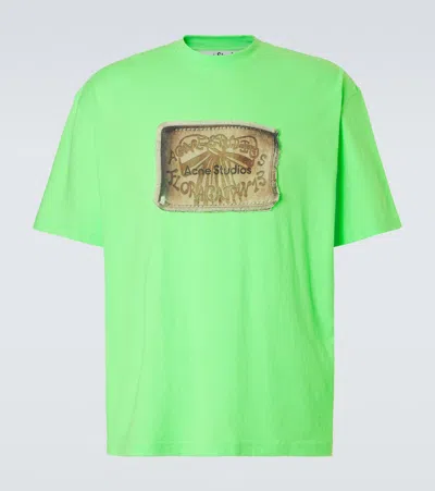 Acne Studios Printed Cotton Jersey T-shirt In Green