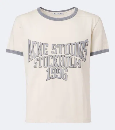 Acne Studios Bedrucktes T-shirt Aus Baumwoll-jersey In Weiss