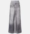 Acne Studios Printed Cotton Poplin Wide-leg Pants In Gray