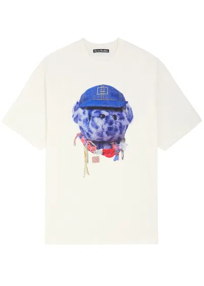 Acne Studios Exford Printed Cotton-jersey T-shirt In White