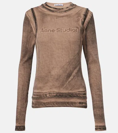 Acne Studios Womens Pumpkin Orange Layered Printed Long-sleeve Cotton-jersey T-shirt Xs In Multi
