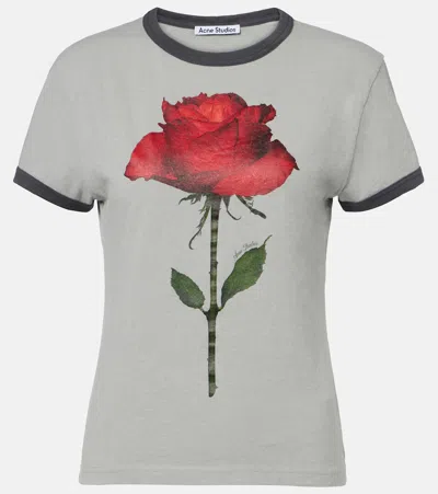 Acne Studios Etza Printed Cotton And Hemp-blend T-shirt In Gray