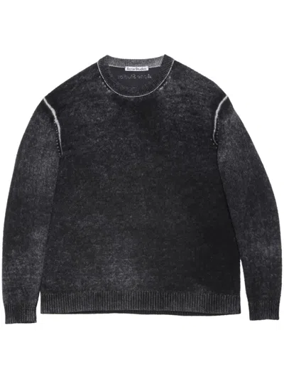 Acne Studios Printed Crew-neck Jumper In Black