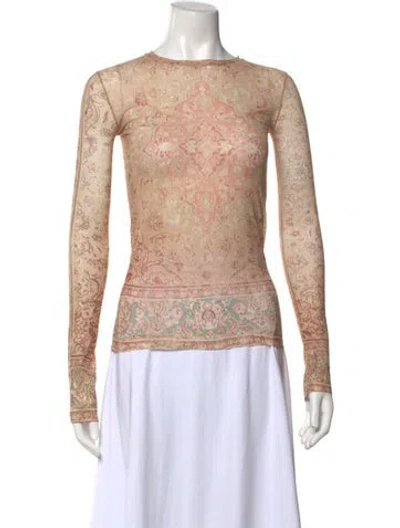 Pre-owned Acne Studios Printed Crew Neck Top In Neutral