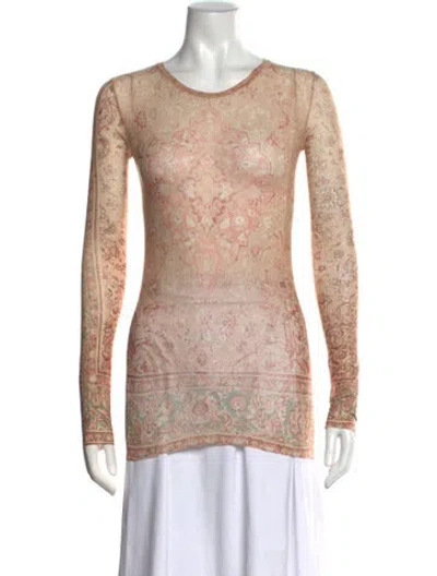 Pre-owned Acne Studios Printed Crew Neck Top In Neutrals