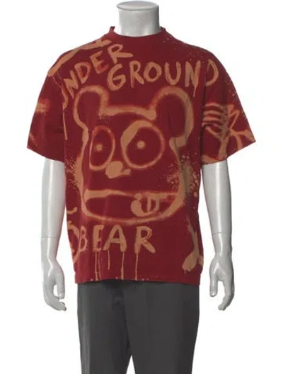 Pre-owned Acne Studios Printed Crew Neck T-shirt In Red