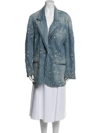Pre-owned Acne Studios Printed Denim Jacket In Blue