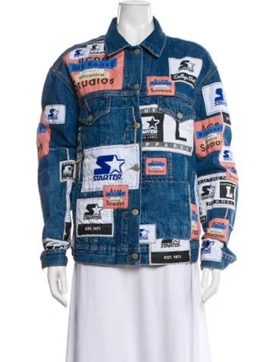 Pre-owned Acne Studios Printed Denim Jacket In Blue