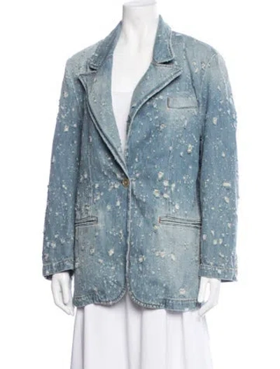 Pre-owned Acne Studios Printed Denim Jacket In Blue