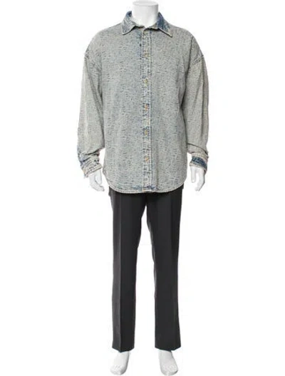 Pre-owned Acne Studios Printed Denim Jacket In Gray