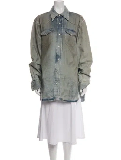 Pre-owned Acne Studios Printed Denim Jacket In Green
