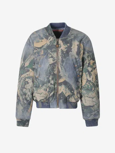 Acne Studios Abstract Pattern Brown Bomber Jacket In Multi