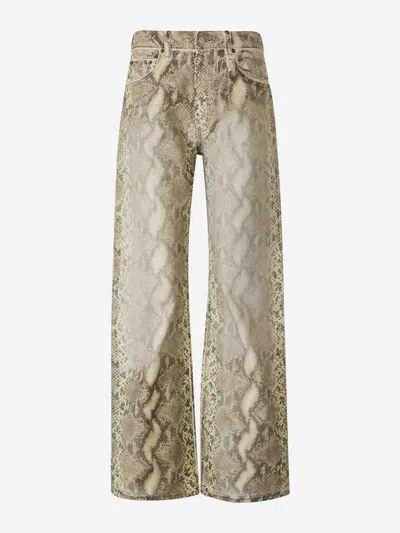 Acne Studios Printed Denim Pants In Snake