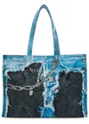 Acne Studios Women Denim Print Tote Bag In Blue