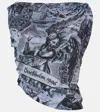 Acne Studios Womensgrey Asymmetric Graphic-print Crepe Top In Grey