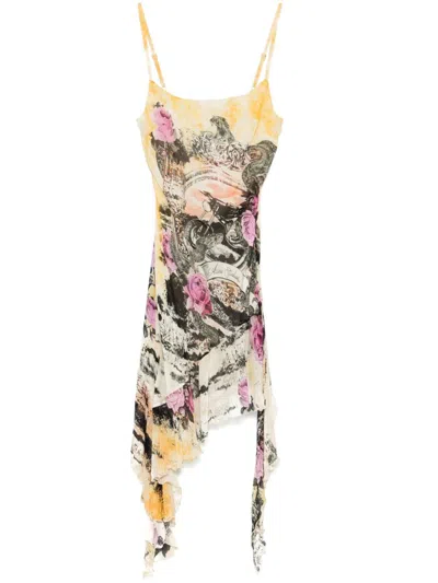 Acne Studios Yellow Viscose Casual Dress In Multi