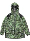 Acne Studios Printed Fleece Hooded Jacket In Green