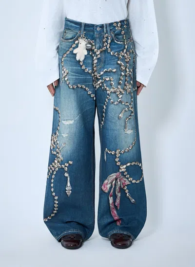 Acne Studios Women Printed Jeans In Blue