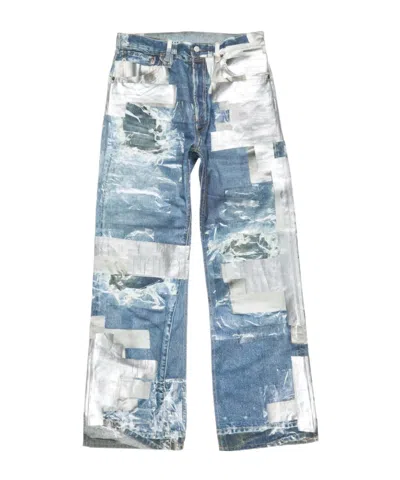 Acne Studios Patchwork Trousers In Blue