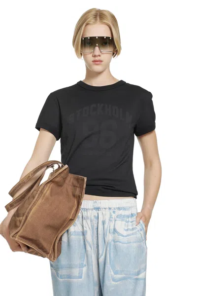 Acne Studios Printed Jersey T-shirt In Black