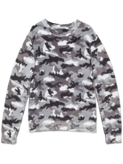 Acne Studios Printed Jumper In Shark Grey,multi