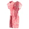 Acne Studios Printed Knee-length Short Sleeve Dress In Red Viscose In Red