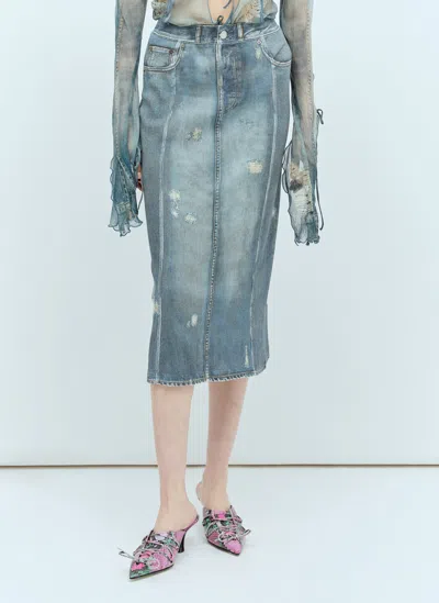 Acne Studios Printed Knit Midi Skirt In Blue