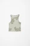 Acne Studios Printed Lace Tank Top In Sage Green