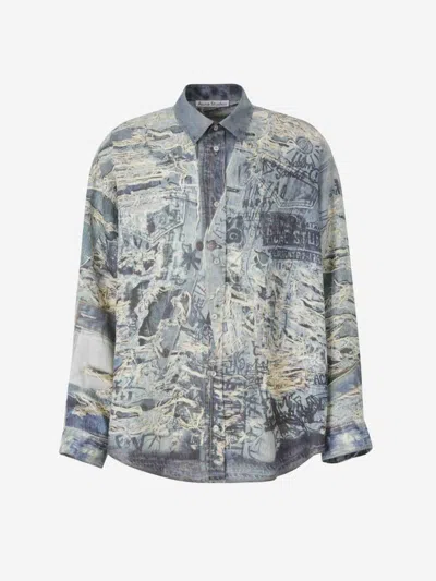 Acne Studios Printed Linen Shirt In Multi