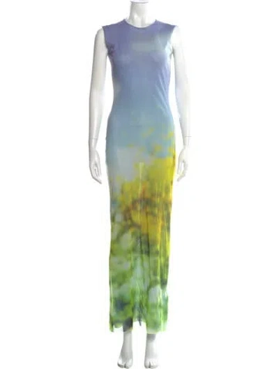 Pre-owned Acne Studios Printed Long Dress In Blue/green