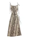 Acne Studios Printed Long Dress In Brown