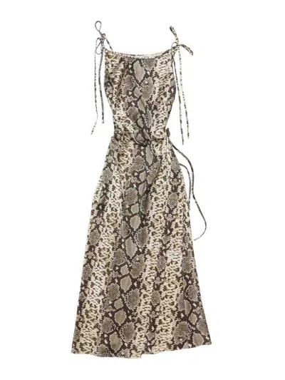 Acne Studios Printed Long Dress In Brown