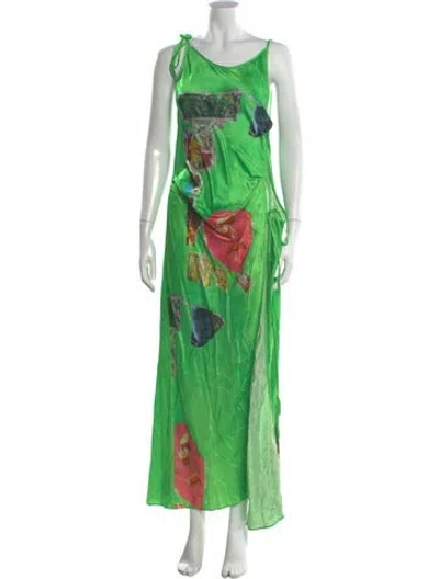 Pre-owned Acne Studios Printed Long Dress In Green