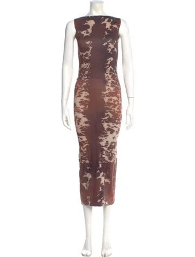 Pre-owned Acne Studios Printed Long Dress W/ Tags In Brown