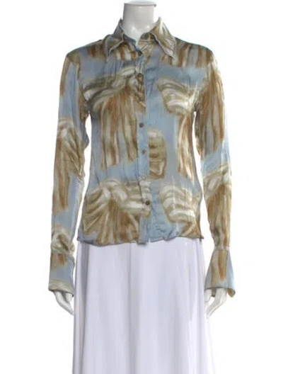 Pre-owned Acne Studios Printed Long Sleeve Button-up Top