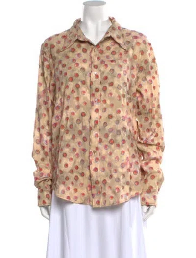 Pre-owned Acne Studios Printed Long Sleeve Button-up Top In Neutral