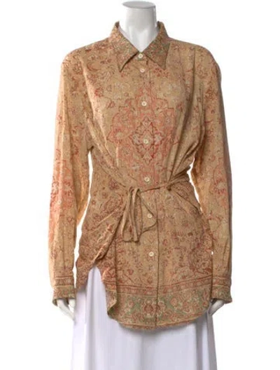 Pre-owned Acne Studios Printed Long Sleeve Button-up Top In Neutrals