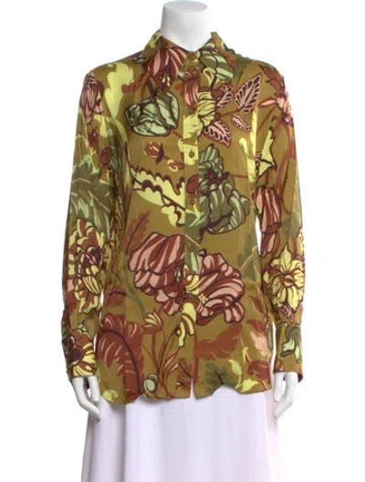 Pre-owned Acne Studios Printed Long Sleeve Button-up Top W/ Tags In Yellow