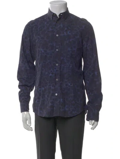 Pre-owned Acne Studios Printed Long Sleeve Shirt In Blue