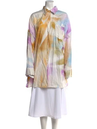 Pre-owned Acne Studios Printed Long Sleeve Tunic In Orange