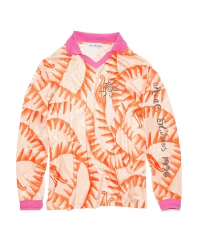 Acne Studios Printed Long-sleeved T-shirt In Nude