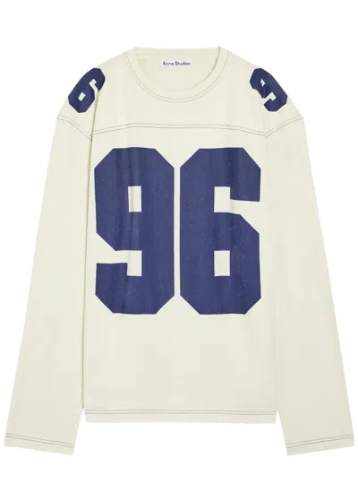 Acne Studios Printed Long-sleeve Cotton T-shirt In Neutral