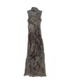 Acne Studios Open-back Printed Georgette Turtleneck Maxi Dress In Black