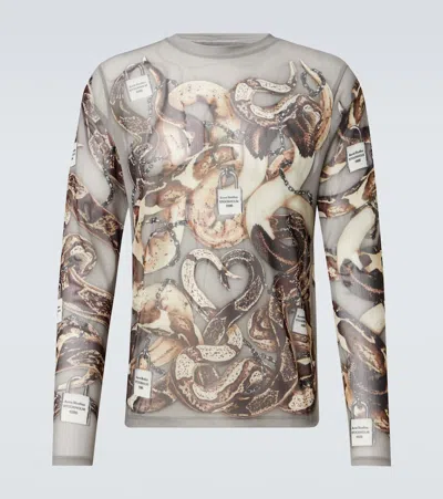 Acne Studios Printed Long Sleeve Top In Aab Light Grey