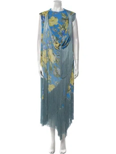 Pre-owned Acne Studios Printed Midi Length Dress In Blue