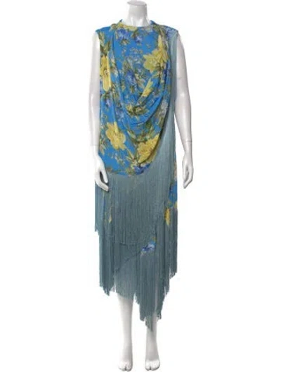 Pre-owned Acne Studios Printed Midi Length Dress In Blue