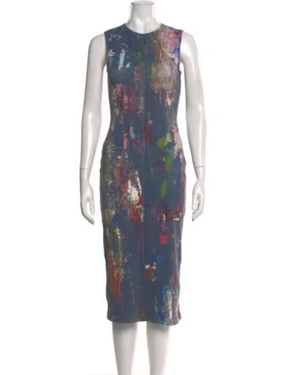 Pre-owned Acne Studios Printed Midi Length Dress In Blue
